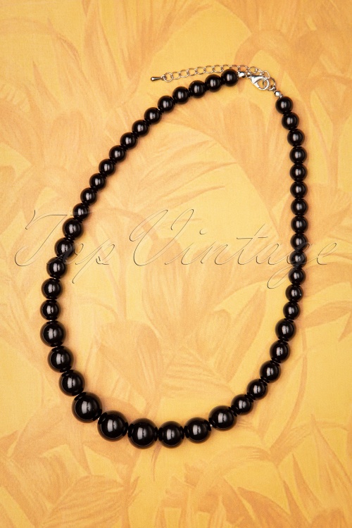Collectif Clothing - 50s Natalie Bead Necklace Set in Black 2