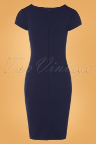 Vintage Chic for Topvintage - Bethany Pencil Dress Années 50 en Bleu Marine 5