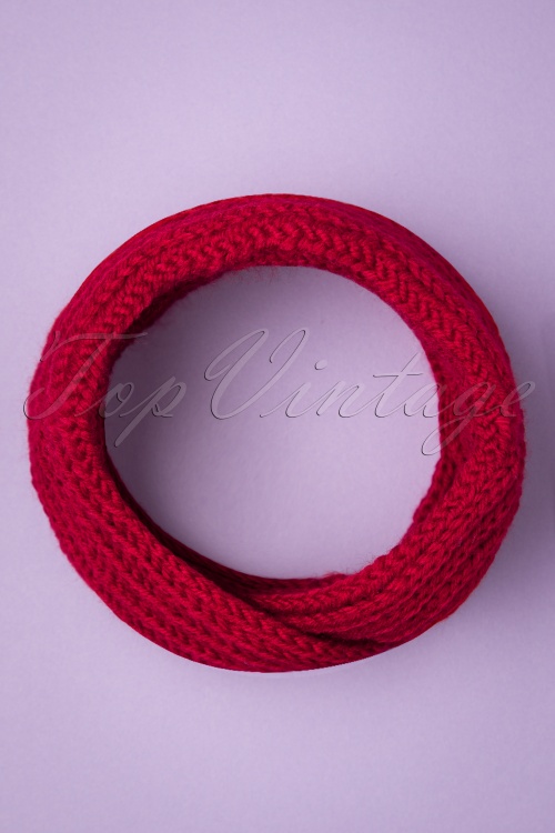 Collectif Clothing - Lexy Knitted Headband Années 70 en Rouge 3