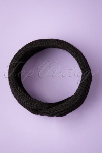 Collectif Clothing - Lexy Knitted Headband Années 70 en Noir 3