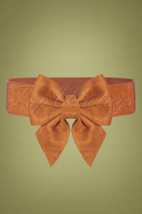 Collectif Clothing - Deanna Bow Belt Années 50 en Brun