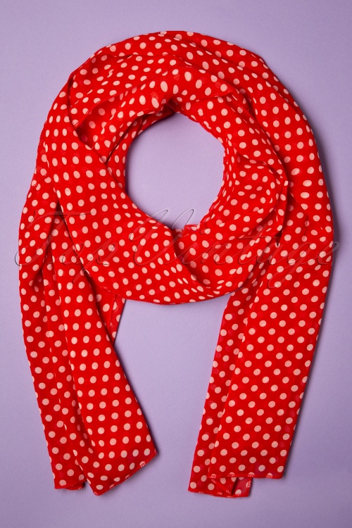 Collectif Clothing - Sammy Polkadot sjaal in rood en wit 3