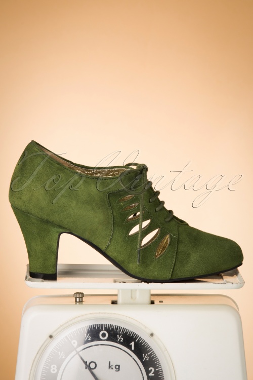 Lola Ramona ♥ Topvintage - 50s Ava All Tied Up Suede Pumps in Grass Green 