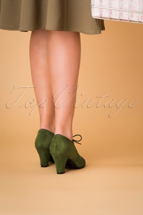 Lola Ramona ♥ Topvintage - 50s Ava All Tied Up Suede Pumps in Grass Green  6