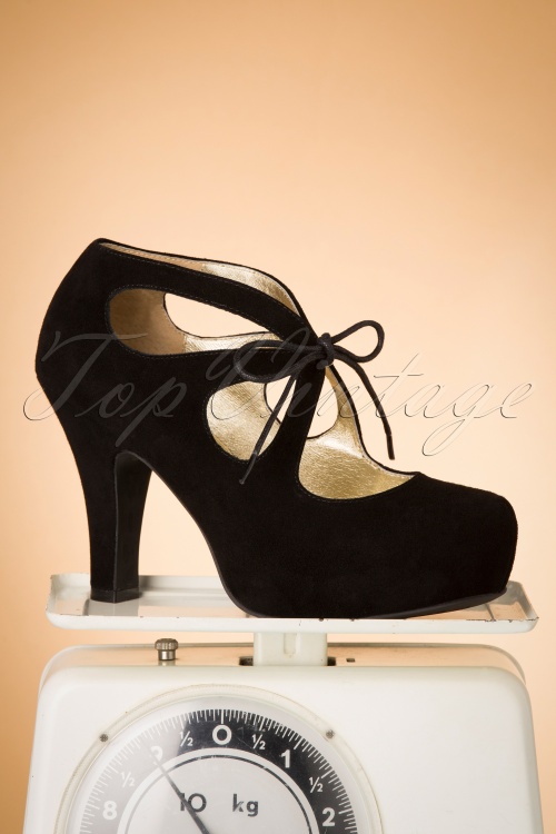 Lola Ramona ♥ Topvintage - 50s Angie Tie The Knot Suede Platform Pumps in Black  2