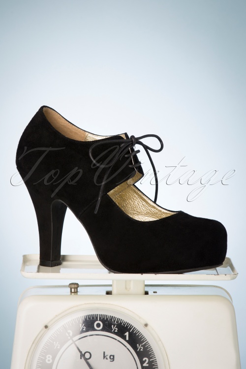 Lola Ramona ♥ Topvintage - 50s Angie On A Platform Suede Pumps in Black 2