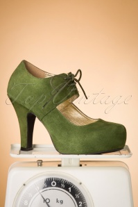 Lola Ramona ♥ Topvintage - 50s Angie On A Platform Suede Pumps in Grass Green