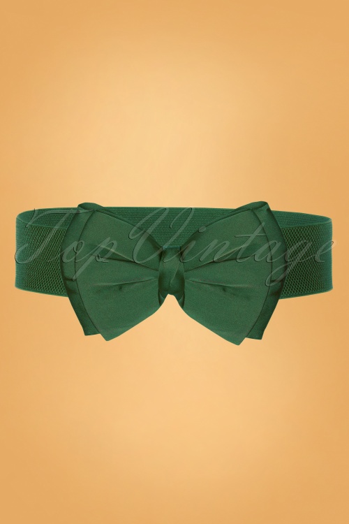 Collectif Clothing - Bella Bow Belt Années 50 en Vert