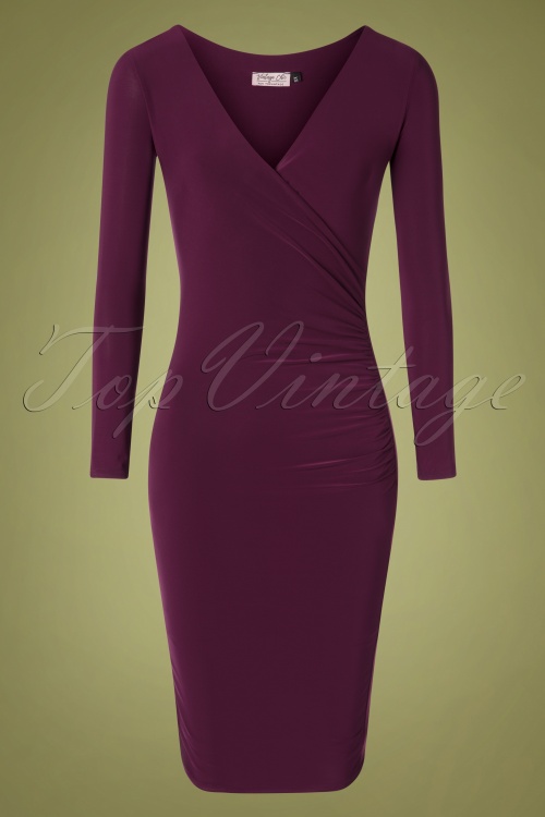 Vintage Chic for Topvintage - 50s Serena Slinky Pencil Dress in Aubergine