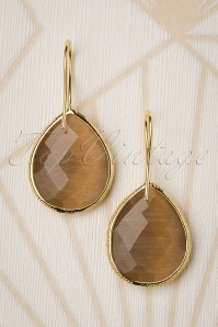 Day&Eve by Go Dutch Label - 50s Lavina Stone Drop Earrings in Mocca 3