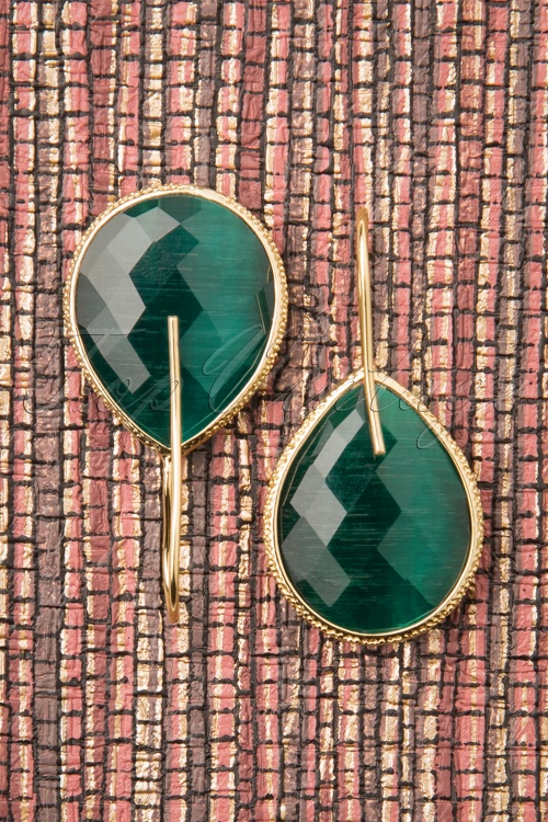 Day&Eve by Go Dutch Label - 50s Lavina Stone Drop Earrings in Emerald 4