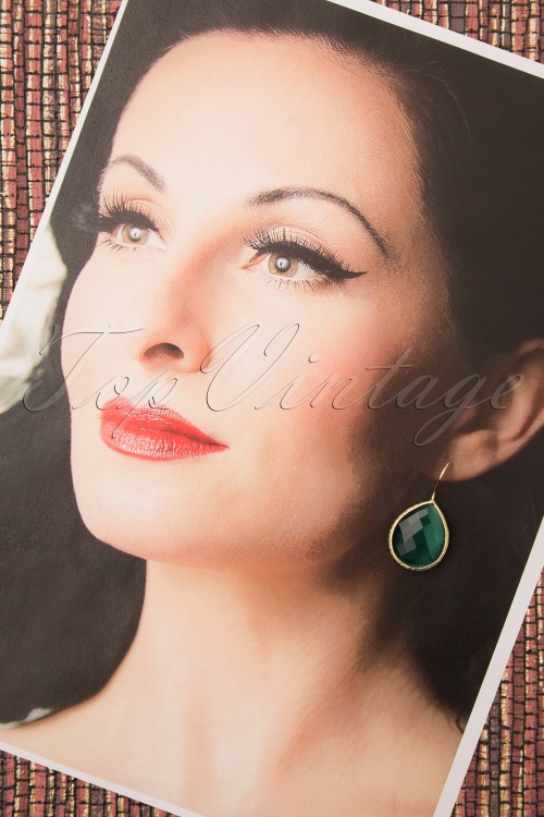 Day&Eve by Go Dutch Label - 50s Lavina Stone Drop Earrings in Emerald 2