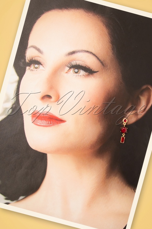 Day&Eve by Go Dutch Label - 50s Adelaide Earrings in Red and Gold 2