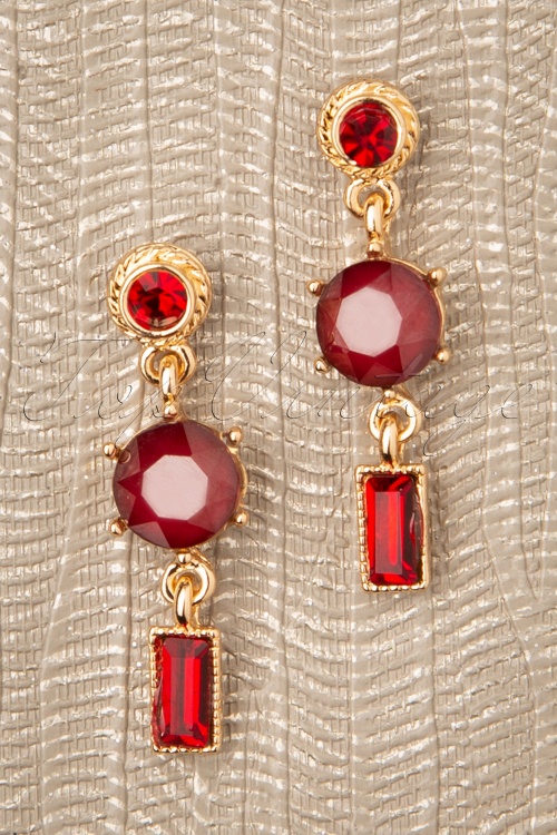 Day&Eve by Go Dutch Label - Adelaide Earrings Années 50 en Rouge et Doré