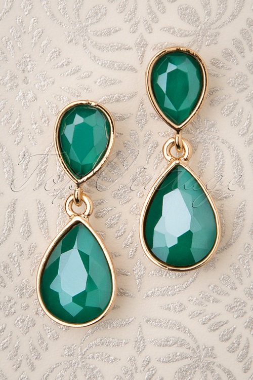 Day&Eve by Go Dutch Label - 50s Constance Diamond Earrings in Sea Green