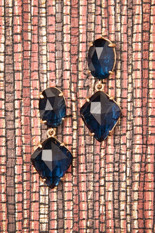 Day&Eve by Go Dutch Label - Bernice Diamond Earrings Années 50 en Bleu