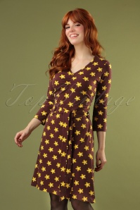 4FunkyFlavours - 60s Attitude Dance Swing Dress in Brown and Yellow