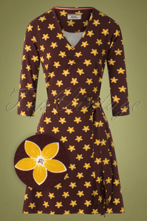 4FunkyFlavours - 60s Attitude Dance Swing Dress in Brown and Yellow 2