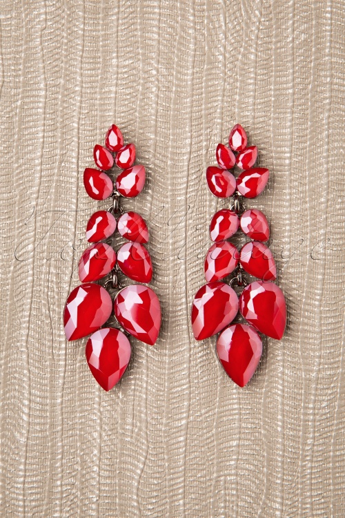 Day&Eve by Go Dutch Label - Lorraine Leaf Earrings Années 50 en Rouge