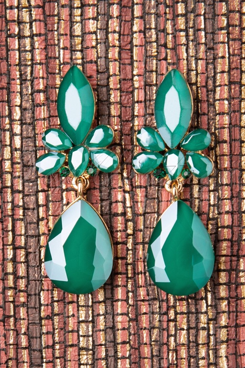 Day&Eve by Go Dutch Label - Geraldine Earrings Années 40 en Vert d'Eau