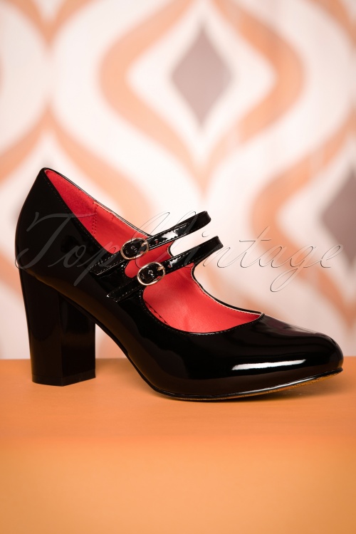 Banned♥Topvintage - Golden Years geruite pumps in zwart