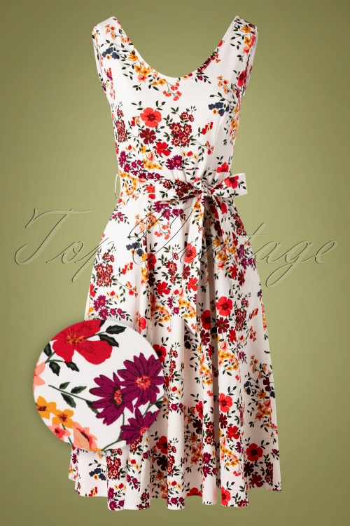 Lady V by Lady Vintage - Charlotte Wildflowers Dress Années 50 en Blanc 2