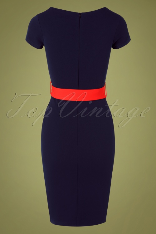Vintage Chic for Topvintage - 50s Fiesta Pencil Dress in Navy 3