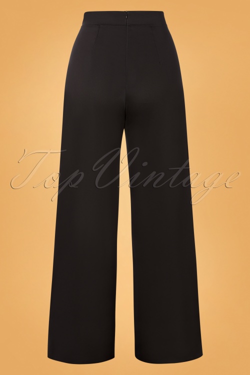 Vintage Chic for Topvintage - Winona wijde broek in zwart 2