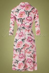 Paper Dolls - Marston Floral Shirt Dress Années 50 en Rose Poudre 3