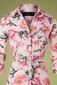 Paper Dolls - Marston Floral Shirt Dress Années 50 en Rose Poudre 4