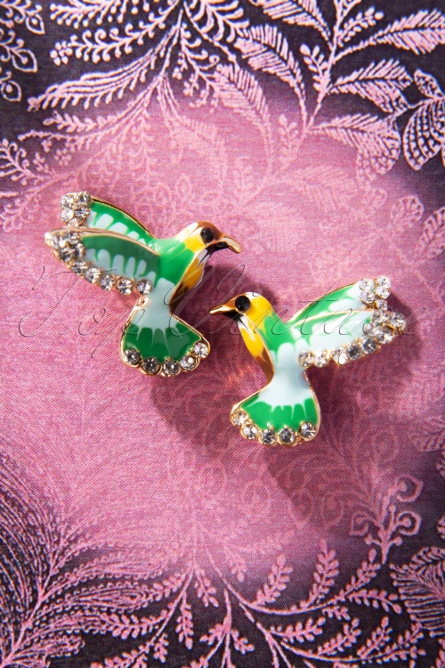 Topvintage Boutique Collection - Like a Bird Ohrstecker in Grün und Gold