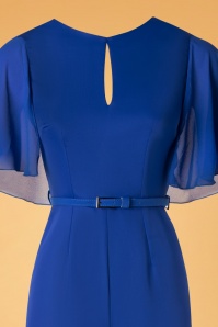 Paper Dolls - 70s Cape Sleeve Low Back Jumpsuit in Cobalt Blue 2