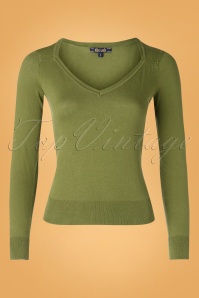 King Louie - 50s Diamond Cotton Club Top in Olive Green 2