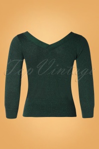 King Louie - 50s Double V Neck Top in Pine Green 3