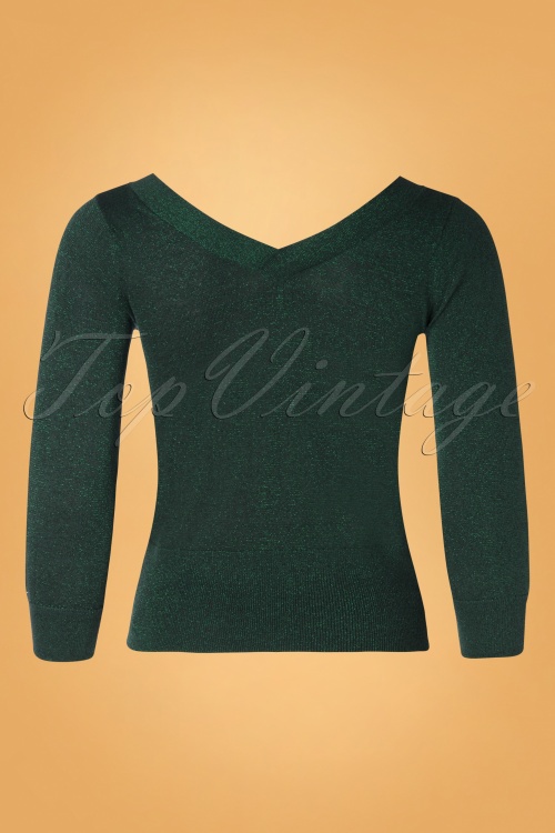 King Louie - 50s Double V Neck Top in Pine Green 3