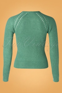 King Louie - 60s Fluffy Roundneck Ajour Cardi in Fir Green 3
