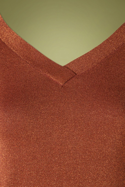 King Louie - 50s Double V Neck Top in Sandelwood Brown 4