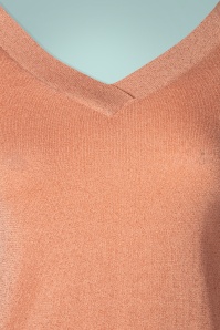 King Louie - 50s Double V Neck Top in Salmon Pink 4
