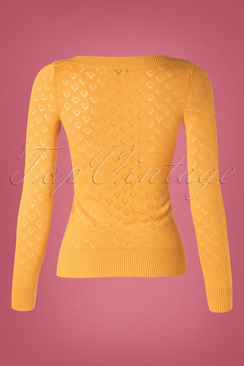 King Louie - 50s Audrey Heart Ajour Top in Honey Yellow 3