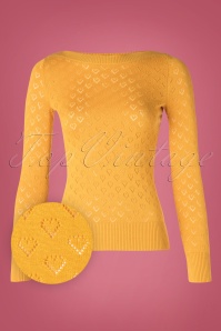 King Louie - 50s Audrey Heart Ajour Top in Honey Yellow 2
