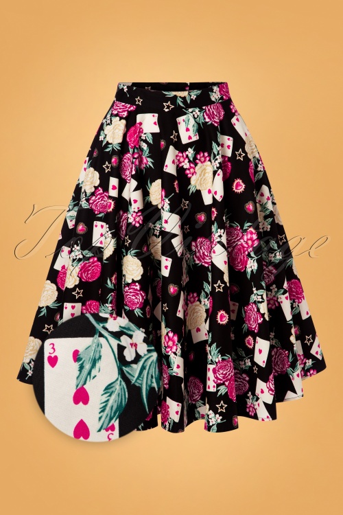 Bunny - 50s Queen of Heart Swing Skirt in Black 