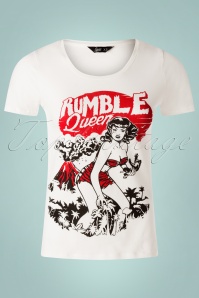 Queen Kerosin - 50s Rumble in the Jungle T-shirt in Off-White