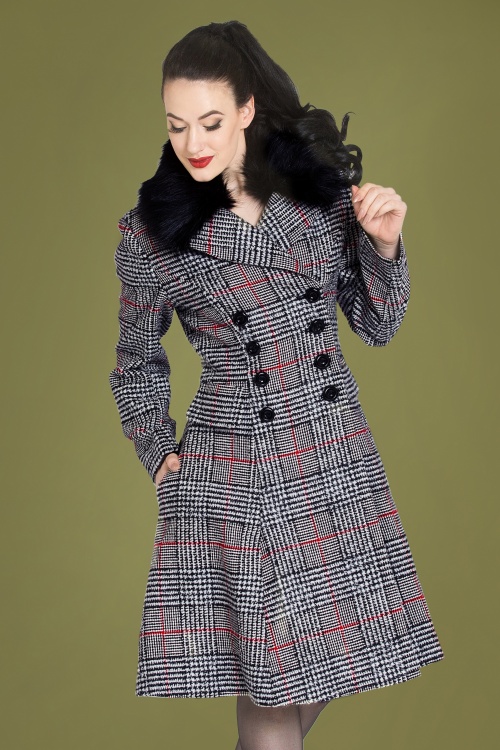 Bunny - 50s Pascale Check Coat in Black and White 3