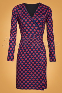 Smashed Lemon - 60s Rowena Sleeved Pencil Dress in Black and Red 2