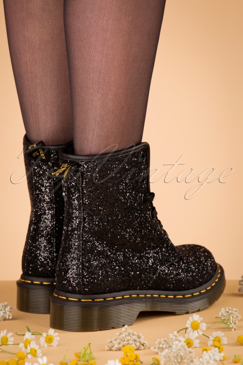 dr martens black glitter boots