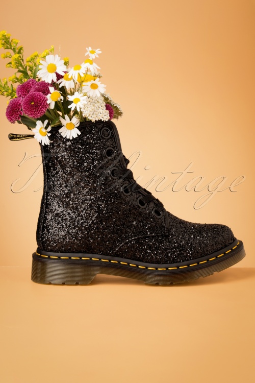 eerste vaas Midden 1460 Farrah Chunky Glitter Ankle Boots in Black