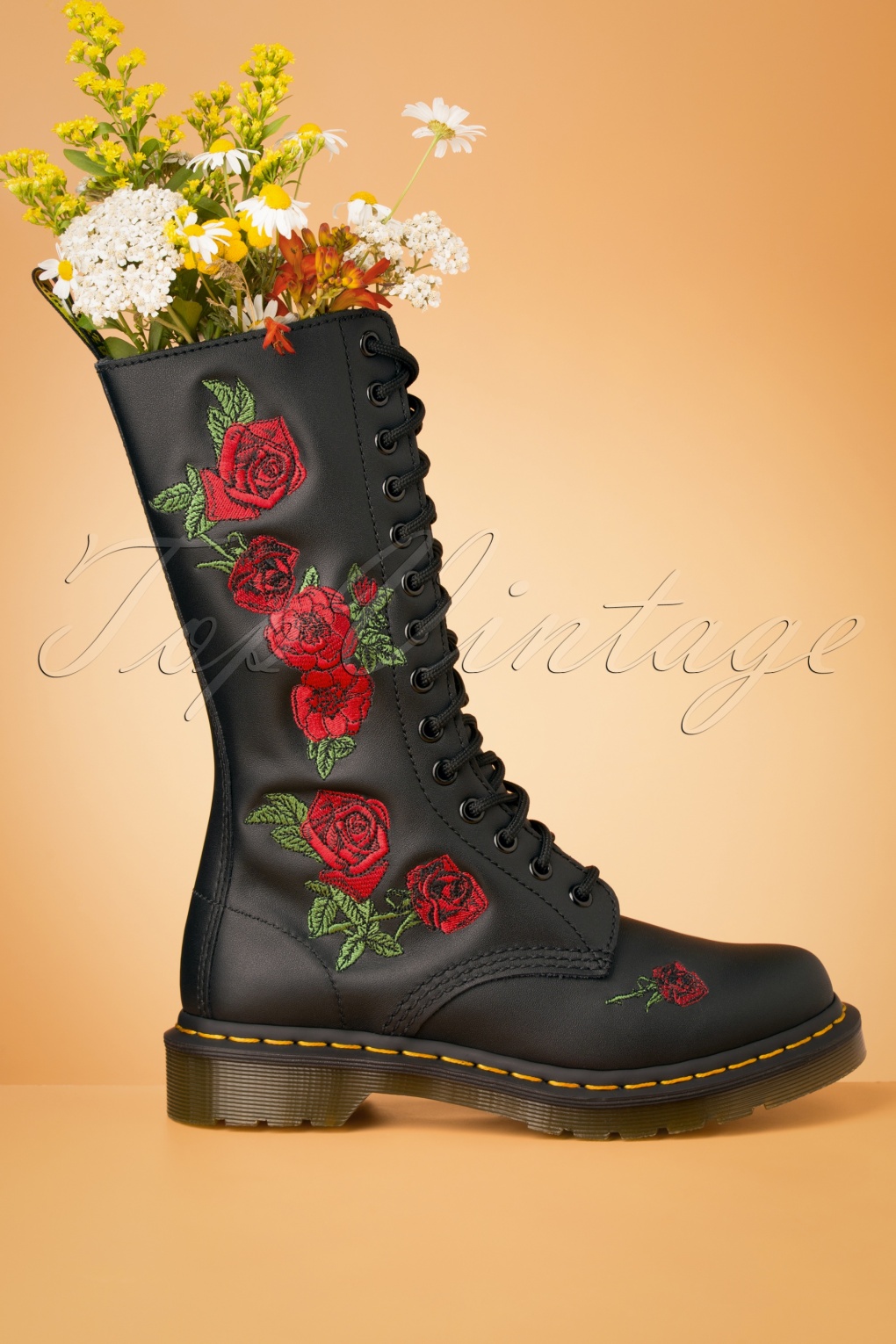 doc martens with red roses