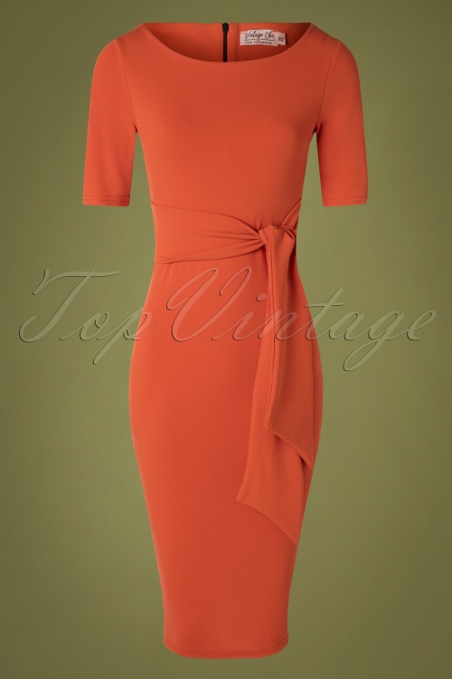 Vintage Chic for Topvintage - Vicky Pencil Dress Années 50 en Orange Salamandre