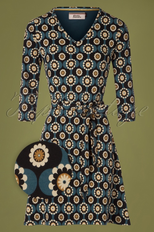 4FunkyFlavours - 60s Groove To Get Down Swing Dress in Blue 2