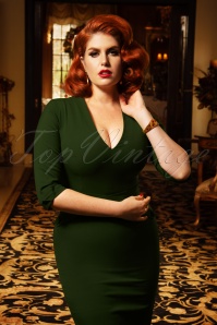 Vintage Diva  - The Lauren Pencil Dress in Leaf Green 3